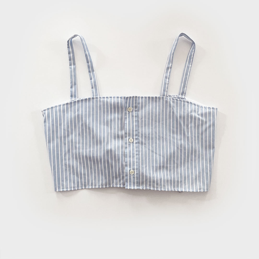 meerblau waldgrün Upcycling Martha Top Baltic Sea von hinten