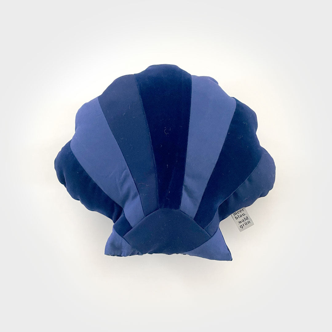 meerblau waldgrün blau Samt Upcycling Muschelkissen