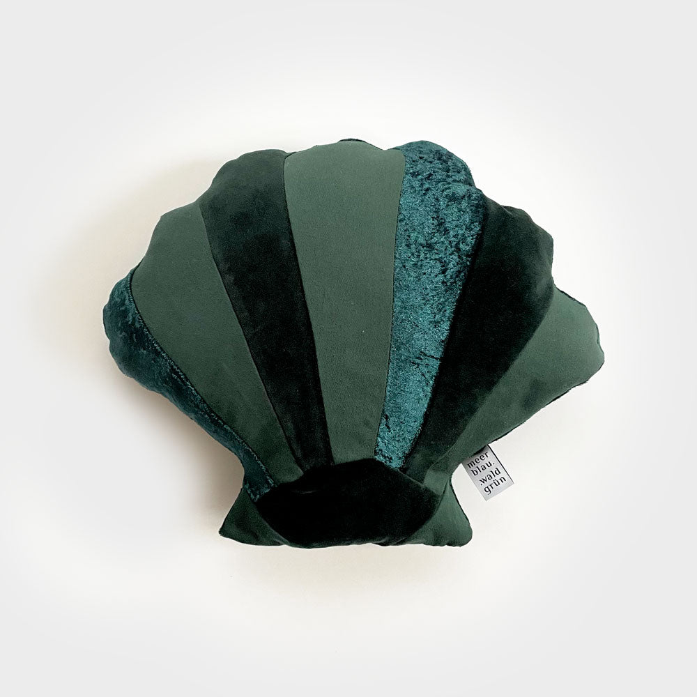 meerblau waldgrün Smaragd Samt Upcycling Muschelkissen