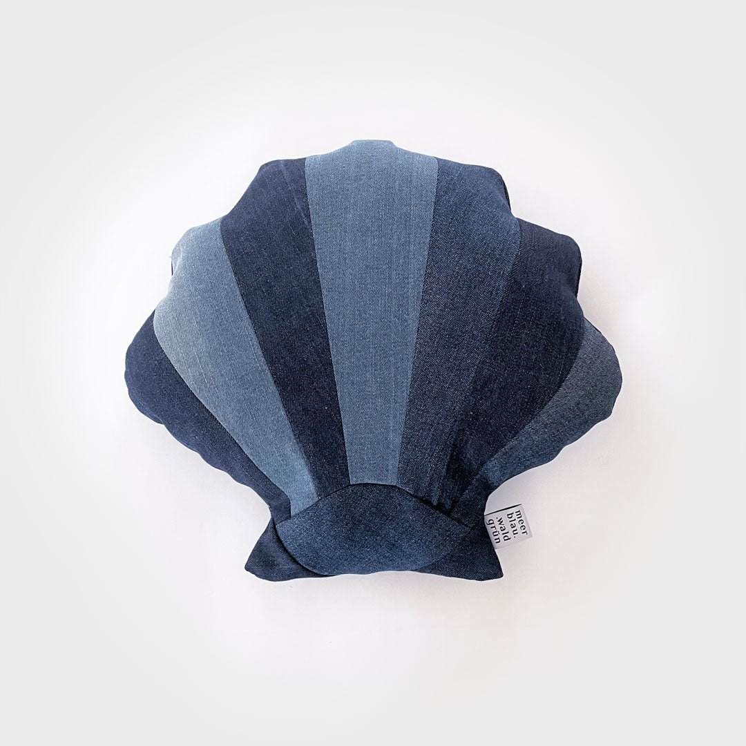 meerblau waldgrün Jeans Upcycling Muschelkissen